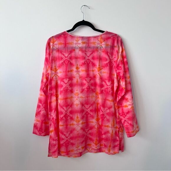 J. Jill tie dye embroidered tunic blouse bohemian - Picture 5 of 7